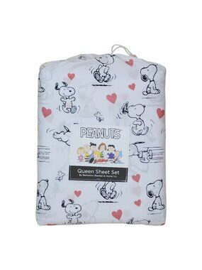 Peanuts Snoopy Queen Sheet Set By Berkshire Valentine Pink Hearts Polyester